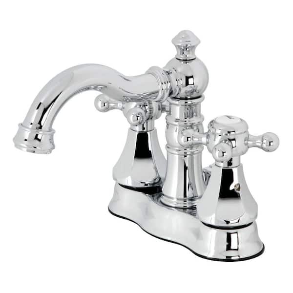 Kingston Brass Metropolitan 4 in. Centerset 2-Handle Bathroom Faucet with Brass Pop-Up in Polished Chrome