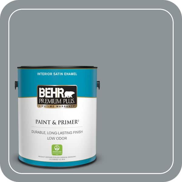 BEHR PREMIUM PLUS 1 gal. #ECC-34-2 Boulder Creek Satin Enamel Low Odor Interior Paint & Primer