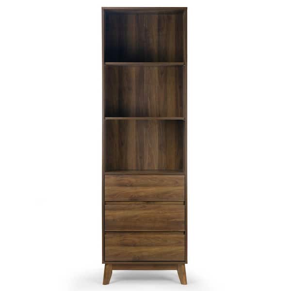 Glamour Home Anson Bookcase Display Shelf Media Tower with Drawers