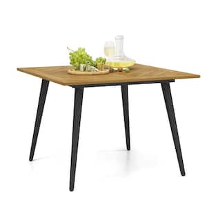 Modern Natural and Black Wood 42.5 in. 4 Legs Dining Table Seats 4