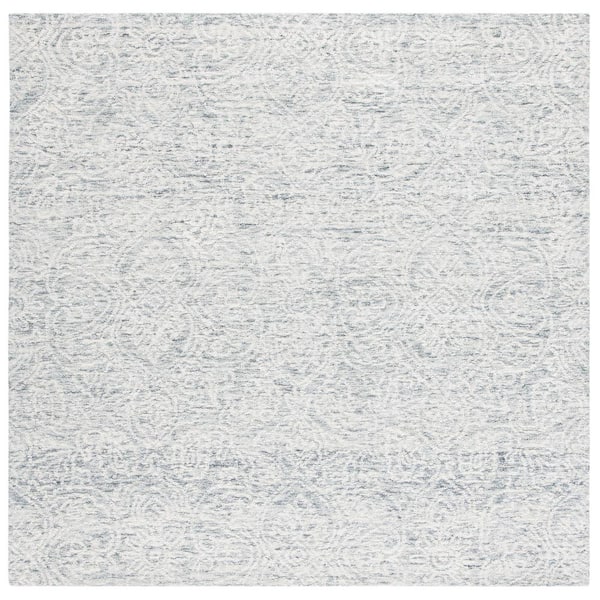SAFAVIEH Metro Dark Gray/Ivory 6 ft. x 6 ft. Floral Medallion Square Area Rug