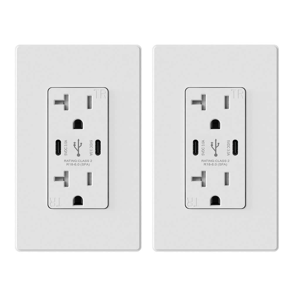 ELEGRP USB Outlets Receptacles, 3-Port USB C Wall Outlet, 30W 6.0A USB Electrical  Outlet