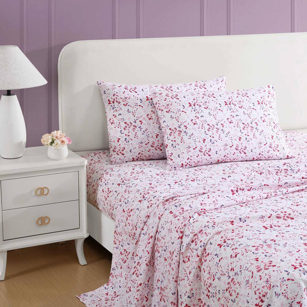 Mystic Garden Pink Twin Microfiber Sheet Set