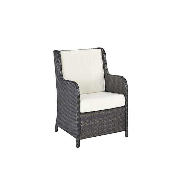 HOMESTYLES Riviera Deep Brown Woven Conversation Patio Chair with Cushions