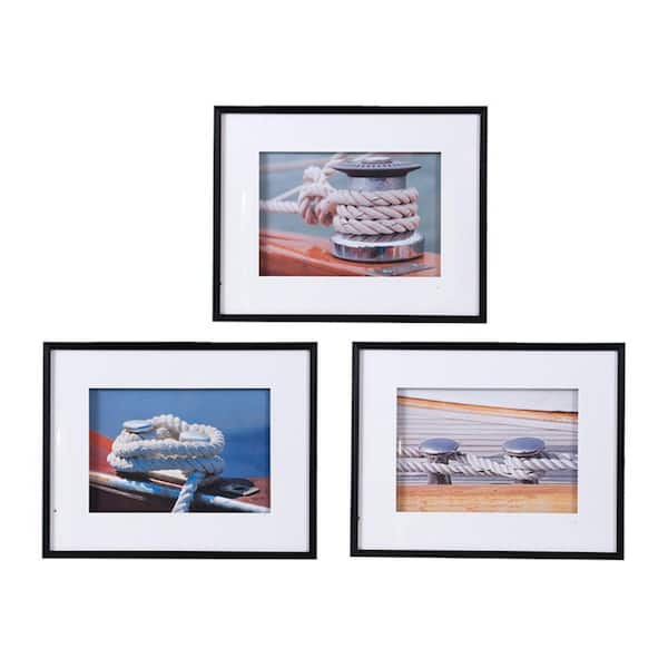 Miscool Anky Framed Art Print 23.6 in. x 29.9 in. Set of 3 Boater Knots Wall Art with Black Frame