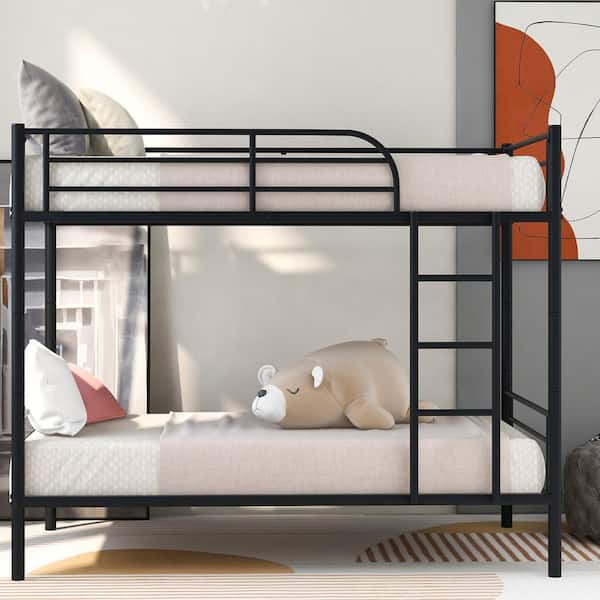 Magic Home Black Metal Twin Over, Twin Bunk Bed Frame