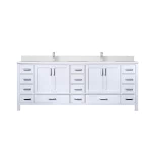 Jacques 84 in. W x 22 in. D White Bath Vanity, Cultured Marble Top, and Faucet Set