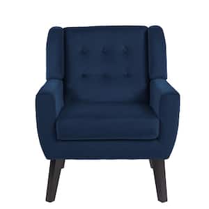 Royal Blue Velvet Upholstery Arm Chair (Set of 1)