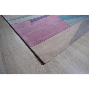 Multicolored Hand-Tufted Wool Contemporary Modern Rug, 7'9 x 9'9, Area Rug