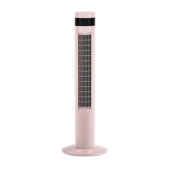 36 in. 3-Fan Speeds Tower Fan in Pink Finish with Remote Control Standing Bladeless Timer Oscillating Quiet 3-Modes Fan