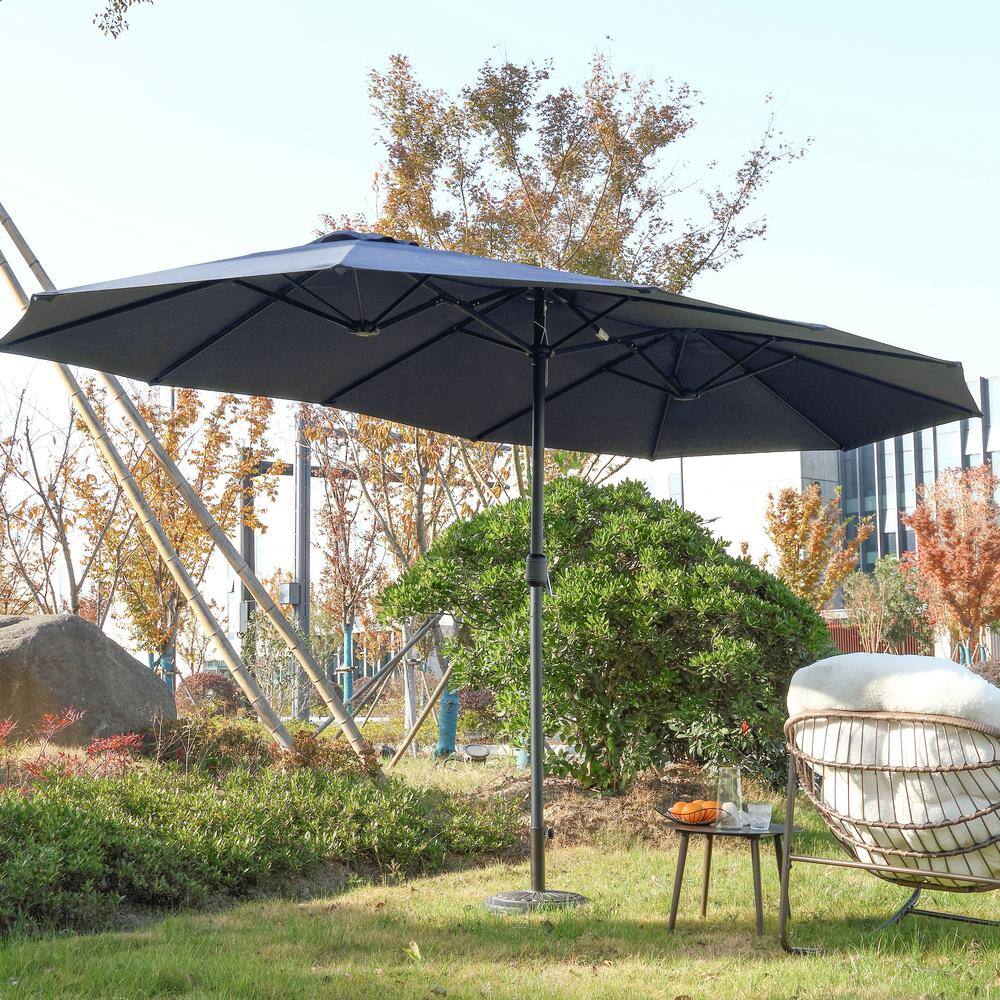 Cesicia Double Sided 14.8 ft. Steel Push-Up Patio Market Umbrella in ...