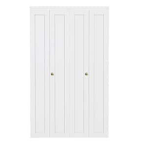 48 in. x 80 in. 1-Lite Panel Solid Core White Primed Composite MDF Closet Bi-Fold Door with Golden Handle and Hardware