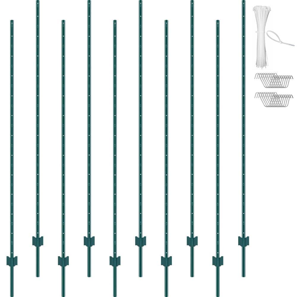 7 ft. Fence Post, T-Post Heavy-Duty Metal Fence Posts, Sturdy Steel Fence Stakes for Garden Yard, Lawn, Green (10-Pack) price history on PriceWatchPro