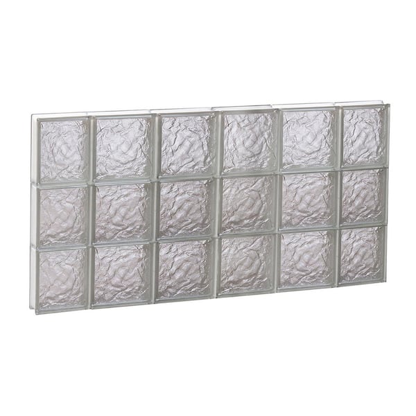 Clearly Secure 42.5 in. x 23.25 in. x 3.125 in. Frameless Ice Pattern Non-Vented Glass Block Window