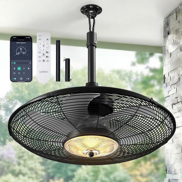 20 in. Black Outdoor Plug-In Hanging Ceiling Fan with LED Light, Remote Control, 6-Speed Reversible Motor, 3CCT Dimmable
