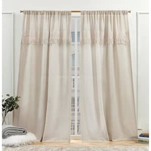 Dunbar Natural Solid Light Filtering Rod Pocket Curtain, 50 in. W x 84 in. L (Set of 2)