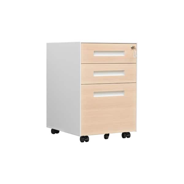 Unbranded Cherry 3-Drawer 23.62 in. H x 16.02 in. W x 17.72 in. D Metal Mobile Vertical Letter File Cabinet