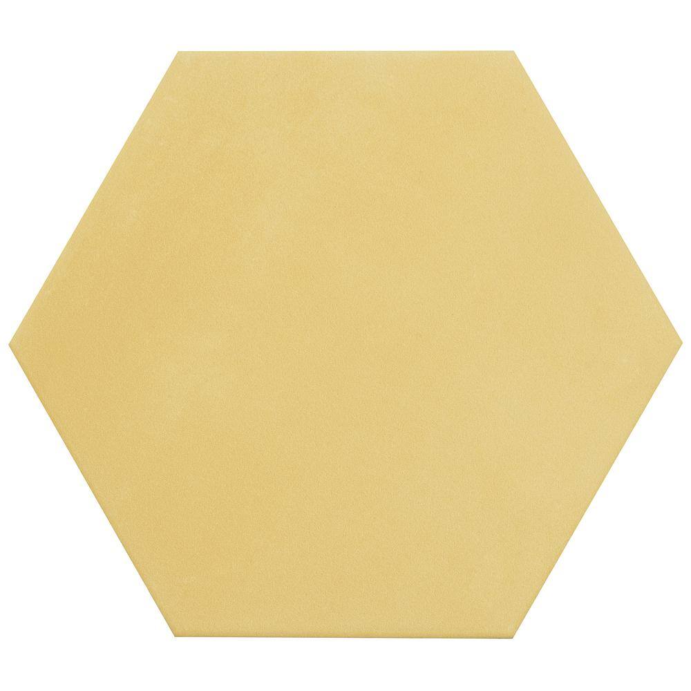 Eclipse Yellow 8" Hexagon Matte Porcelain Floor and Wall Tile