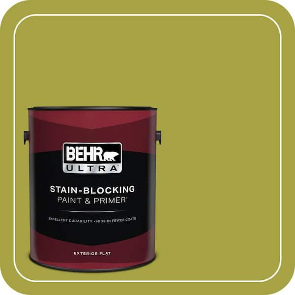 BEHR ULTRA 1 gal. #400B-7 Lemon Grass Flat Exterior Paint & Primer
