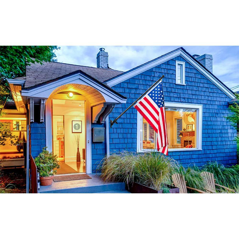5ft Black Stainless Steel Tangle-Free Flag Pole with Holder Bracket
