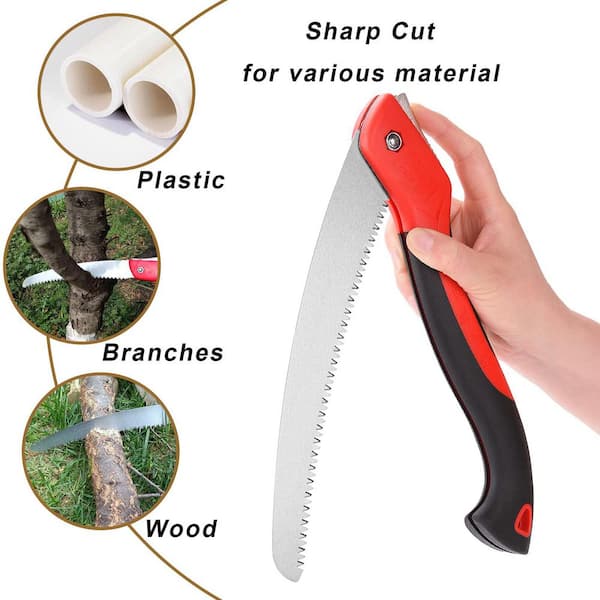 8-Inch Folding Hand Saw With SK5 Blade - Double Edge Woodworking & Pruning Saw For Camping & DIY
