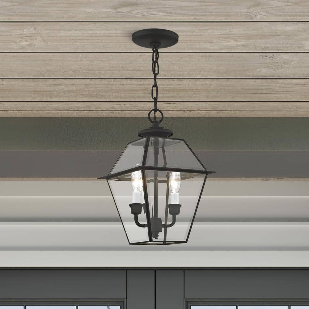 Westover Black Brass and Glass Outdoor Pendant Lantern