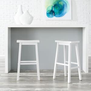 White Wood Backless Saddle Bar Stool (1 piece)