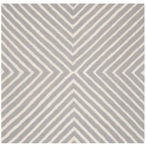 Cambridge Silver/Ivory 8 ft. x 8 ft. Square Striped Geometric Area Rug