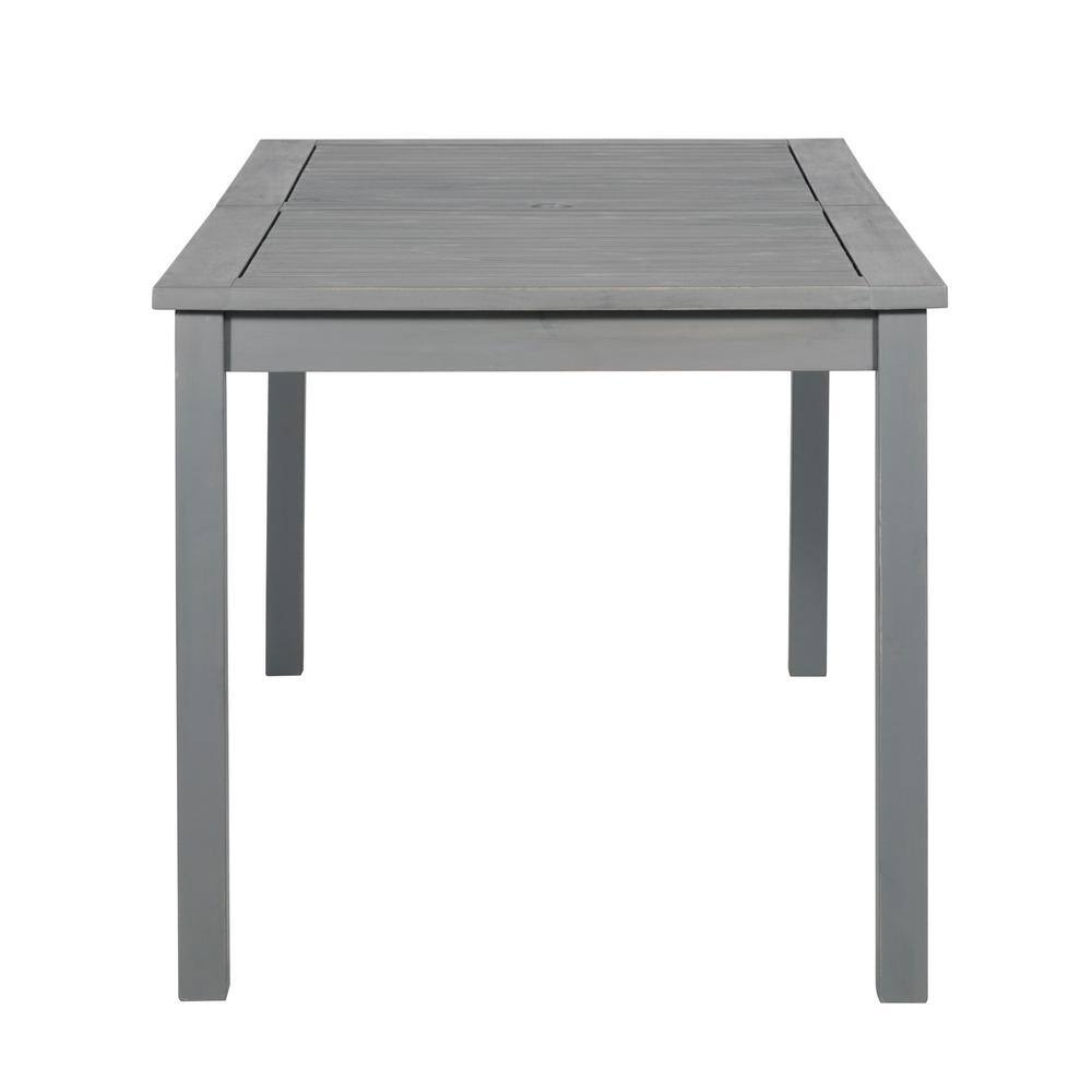 Gray Wash Acacia Wood Outdoor Dining Table with Slatted Surface