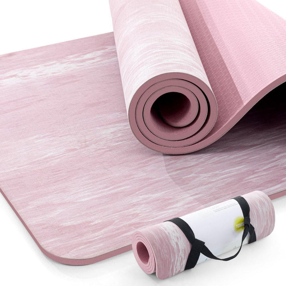 10mm Thick Gray Non-Slip Natural Rubber TPE Reversible Cushioned Eco-Friendly Yoga Pilates Exercise Mat with Strap price history on PriceWatchPro