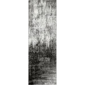 Alayna Abstract Black 3 ft. x 8 ft. Runner Rug
