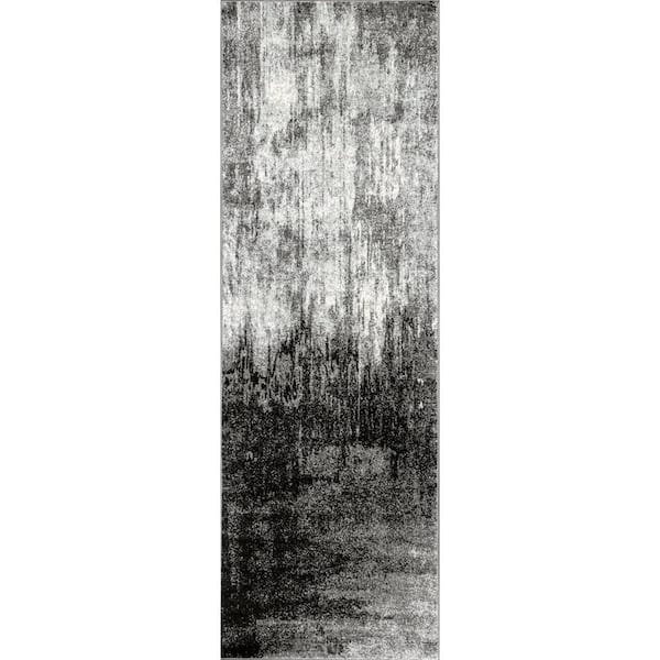 nuLOOM Alayna Abstract Black 3 ft. x 8 ft. Runner Rug