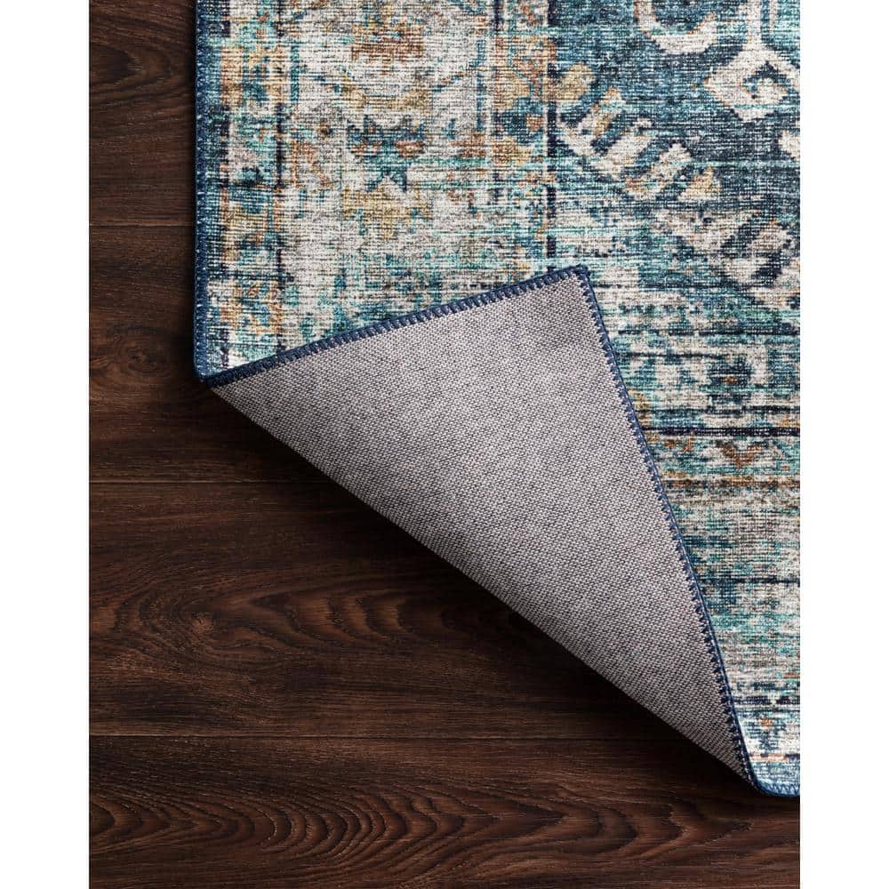 Denim and Natural Easy-Care Wool Blend 2' x 5' Area Rug