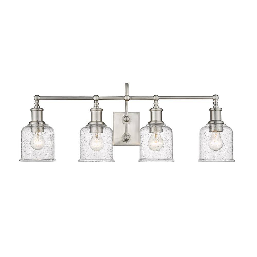 Bryant Brushed Nickel 4-Light Vanity with Seedy Glass Shades
