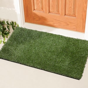 Evergreen Collection Waterproof Solid Indoor/Outdoor (2'7" x 2') 2 ft. x 3 ft. Green Artificial Grass Area Rug