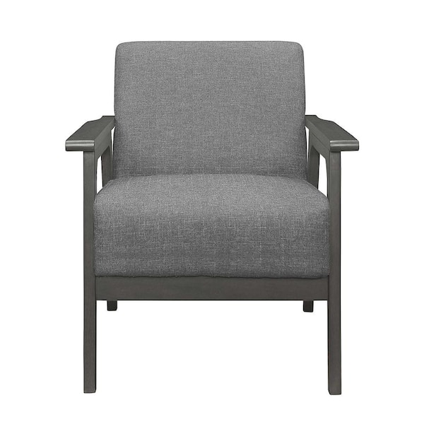 EVERGLADE HOME Ride Gray Textured Upholstery Solid Wood Antique Gray Finish Accent Chair