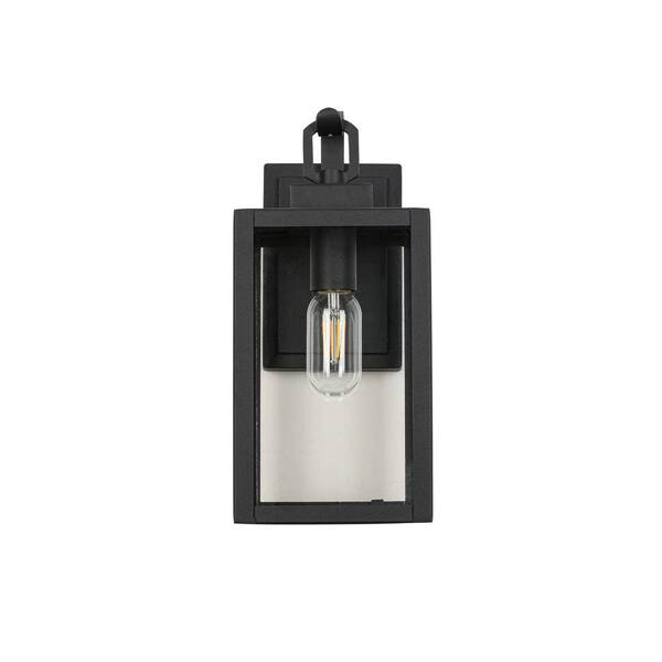 Jushua 1 Sand Black Clear Glass 13.5 in. H New Outdoor Wall Light, Bulb Not Included