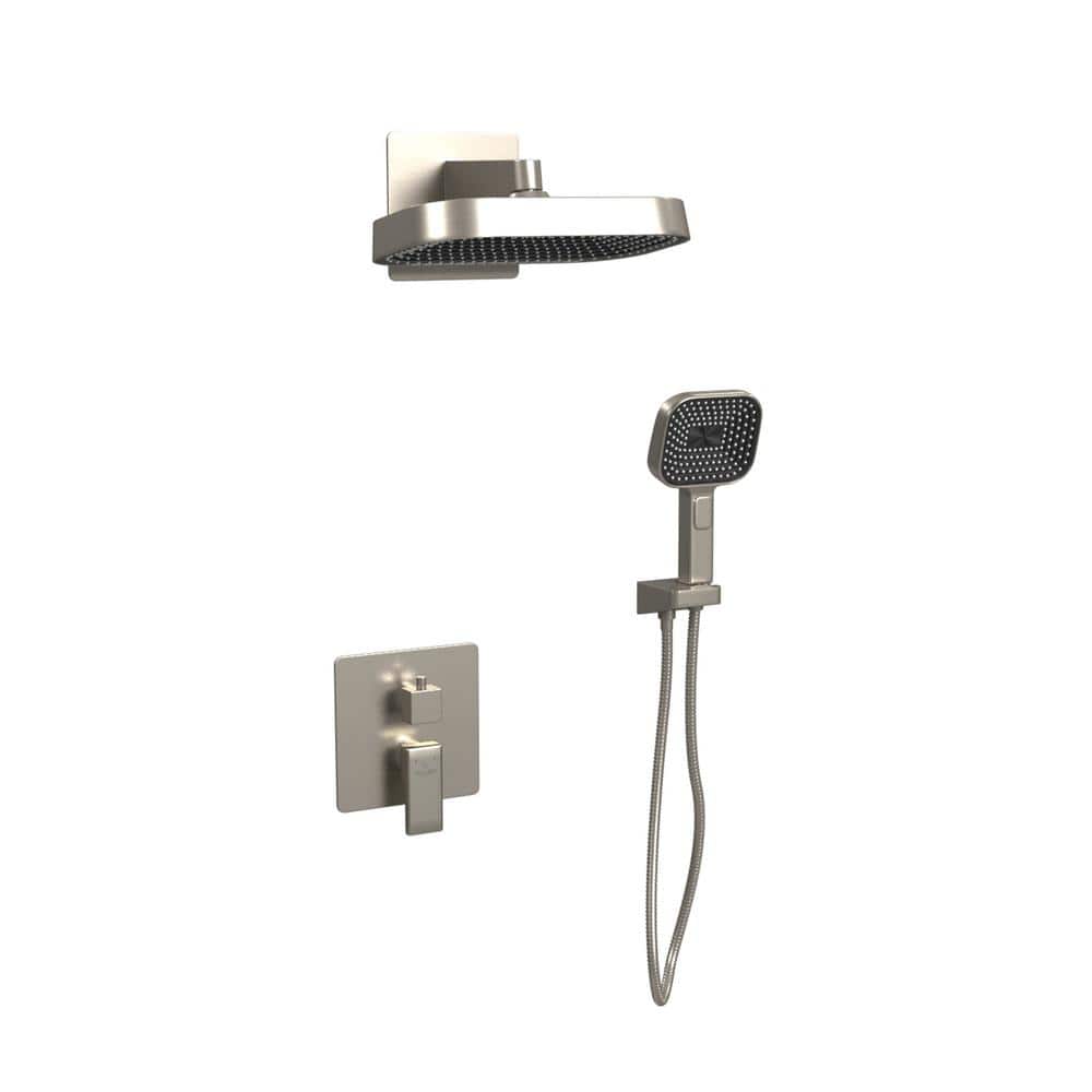 PULSE Showerspas Milan 3-Spray 2.5 GPM Wall Mounted Dual Shower and Hand Shower Combo with Pressure Balance Valve in Brushed Nickel