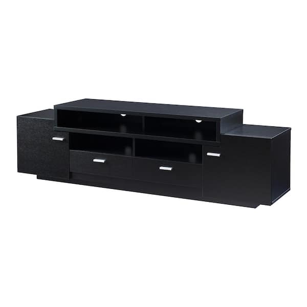 Furniture of America Ellesmere 72 in. Black TV Stand with 2-Drawers Fits TV's up to 83 in.