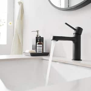 Single Handle Single Hole Modern Bathroom Faucet Bathroom Drip-Free Vanity Sink Faucet in Matte Black