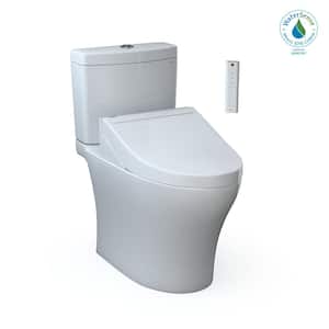 Aquia IV Arc 12 in. Rough In Two-Piece 0.9/1.28 GPF Dual Flush Elongated Toilet in Cotton White with C2 Washlet Seat