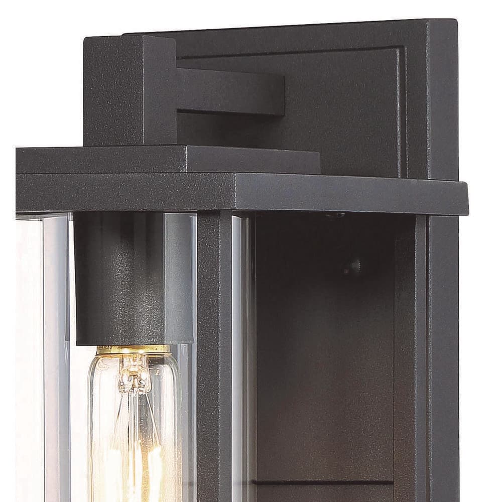 Black Aluminum and Clear Glass Outdoor Wall Lantern