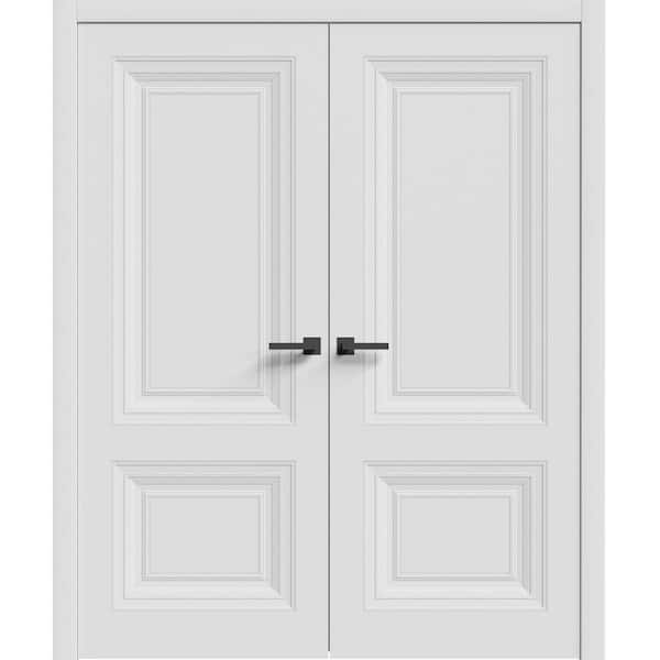 7772 48 in. x 80 in. Sold Core White Color Wood Interior Door Kit with Quick Assemble Jamb