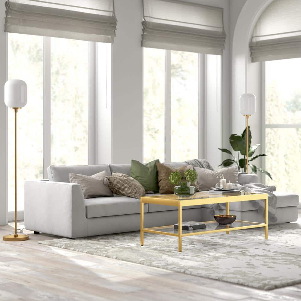 69" White Metal Floor Lamp with Adjustable Shade