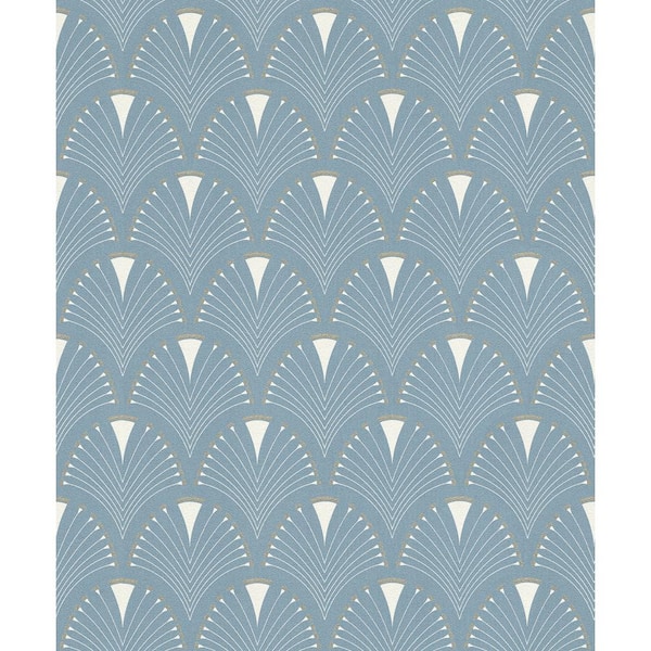 rasch Ruhlmann Blue Fan Blue Wallpaper Sample