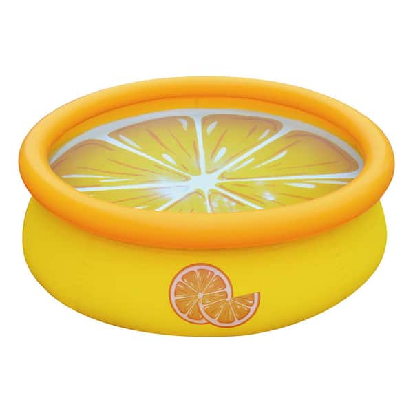 JLeisure Sun Club 5 ft. Round 16.5 in. Deep 3D Orange Above Ground Outdoor Backyard Inflatable Kiddie Pool