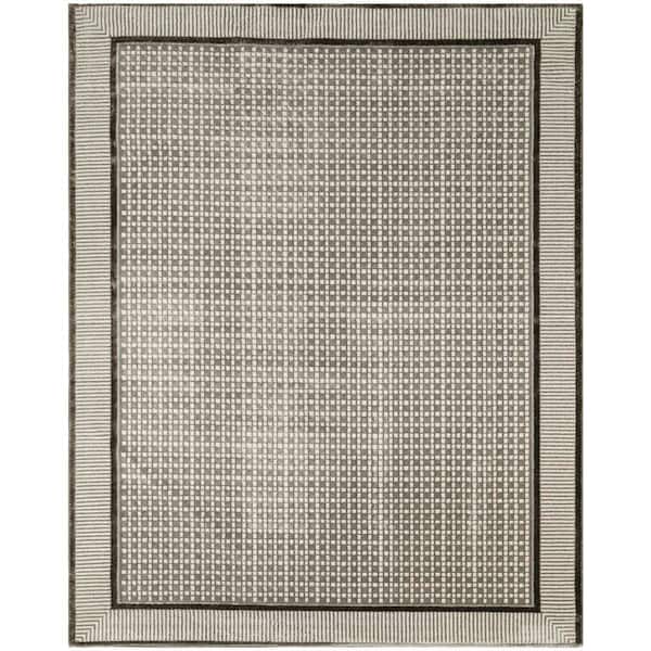 Nordic Ivory Grey 9 ft. x 12 ft. Geometric Contemporary Area Rug