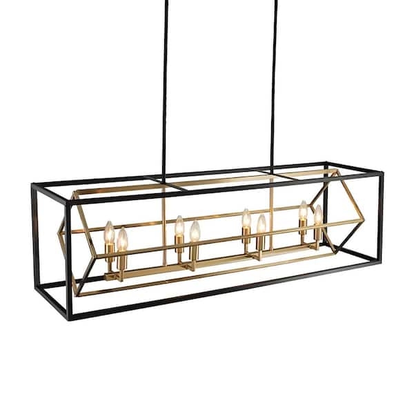 Unbranded Geolux 8-Light Gold/Black Geometric Sci-fi Chandelier Pendant
