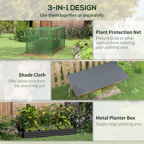 Outsunny Dark Gray Galvanized Steel Raised Garden Bed