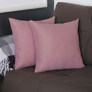 Honey Decorative Throw Pillow Cover Solid Color 20 in. x 20 in. Light Pink Square Pillowcase Set of 2